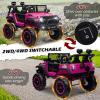 OTTARO 24V 4WD/2WD Switchable Ride on Cars, 2 Seater Kids Electric Vehicle Truck with 20 Inch Seater, 4x100W Motors, 4 Shock Absorbers, Music Play,Bright Light, Remote Control (Pink) view 2