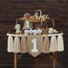 1st Birthday Decorations Boys High Chair Banner With One Cake Topper Brown Conical Hat For First Party view 1