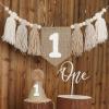 1st Birthday Decorations Boys High Chair Banner With One Cake Topper Brown Conical Hat For First Party view 2