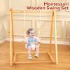 FUNLIO Montessori Wooden Swing Set for Toddlers 6-36 Months, Foldable Indoor Baby Swing Set of Durable Pine, Portable with 4 Sandbags &Extension Straps, Toddler Swing for Indoor/Outdoor view 2