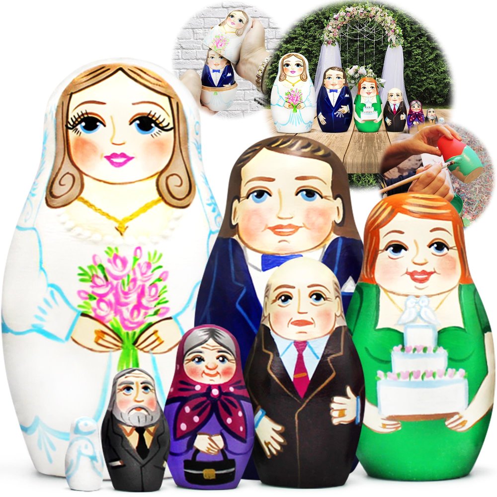 AEVVV Wedding Matryoshka Russian Nesting Dolls Set 7 pcs