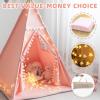 RONGFA Teepee Tent for Kids with Mat, Star Lights, Carry Case, Cotton Canvas Playhouse, Foldable Tents, Portable Children Play Tent Indoor Outdoor (Pink) view 3