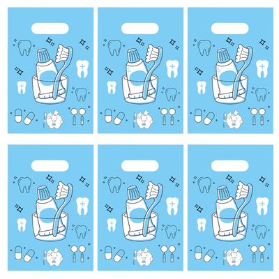 Oringaga 50 Tooth Goodie Bags Teeth Themed Birthday Baby Shower First Milk Tooth Party Gender Revealed Party Decorations Supplies Decor Plastic Candy Bag