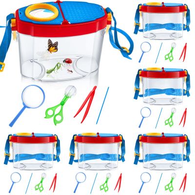 PullCrease 36 Pcs Bug Catcher Kit Insect Catching Outdoor Explorer Kit with Insect Transfer, Tweezers, Magnifying Glasses, Sticks, Observation Cages, Shoulder Straps for Kids Gift(Blue)