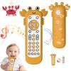 Baby TV Remote Control Toy with Cute Crab Soft Silicone Cover Teething Toy, Realistic Baby Musical Remote Control Toy with Light  Sound, Educational Toys with 3 Language for 6m+Toddlers(Yellow) view 1