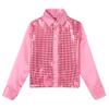 Rswnyirn Kids Boys Long Sleeve Shiny Sequins Lapel Collar Shirt Hip Hop Jazz Dance Shirts Costumes Pink 5-6 Years view 3
