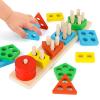 LovesTown Stacking and Sorting Learning Puzzles, Montessori Wooden Sensory Toys for Toddlers, 20 PCS view 1