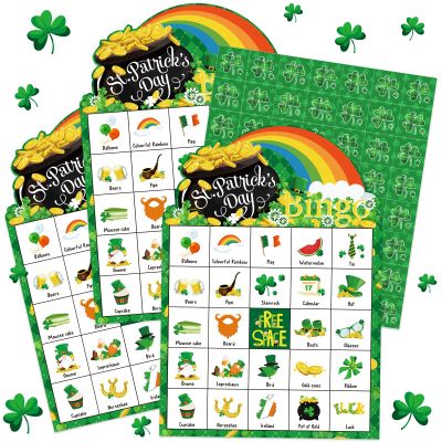 Liliful 39 Pcs St Patrick's Day Bingo Games for Adult Boy Girl 28 Players St Patricks Bingo Cards Shamrock Party Games for Teens Classroom Family Activities Saint Patrick's Day Party Favors Supplies