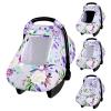 CARUILI Car Seat Cover Baby Girl, Warm Winter Carseat Cover for Baby, Purple Floral Infant Car Seat Canopy with Peep Window, for Protecting Baby from Wind & Sun, Kick-Proof & Windproof view 1