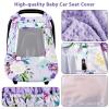 CARUILI Car Seat Cover Baby Girl, Warm Winter Carseat Cover for Baby, Purple Floral Infant Car Seat Canopy with Peep Window, for Protecting Baby from Wind & Sun, Kick-Proof & Windproof view 4