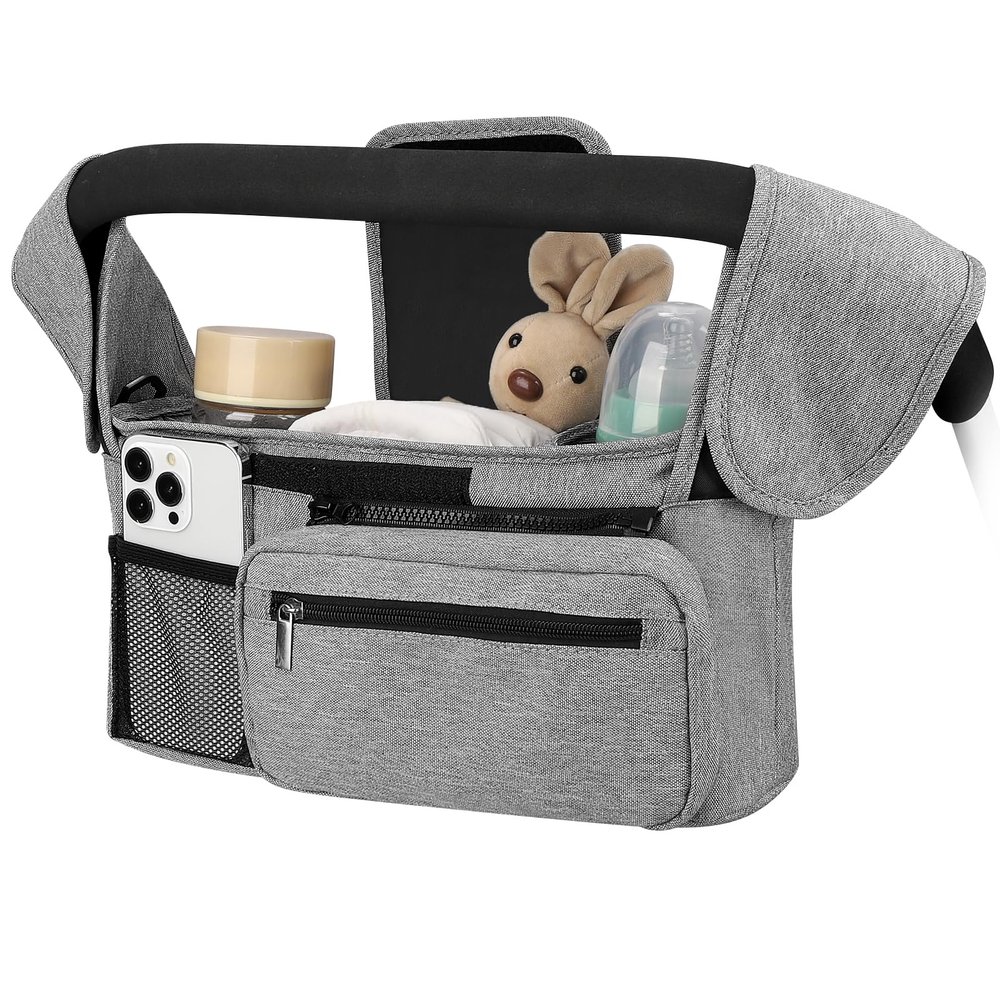 Accmor Universal Stroller Organizer with Insulated Cup Holder Detachable Phone Bag and Shoulder Strap,Stroller Bag Caddy Organizer Fits for Uppababy, Baby Jogger, Britax Strollers