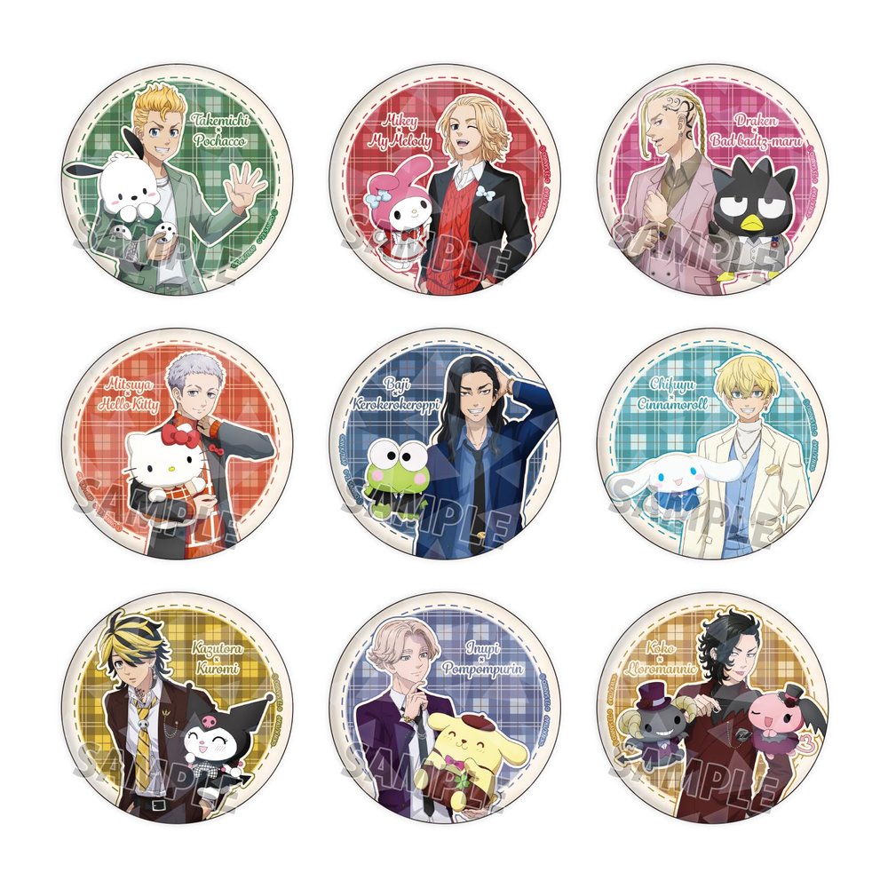 TV Anime Tokyo Revengers x Sanrio Characters 02 Illustration Hologram Can Badge [2.6 inches (65 mm)] Box of 9