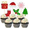 Gyufise 24Pcs Christmas Cupcake Toppers Xmas Santa Claus Tree Sock Hat Snowflake Cupcake Picks for Winter Merry Xmas Theme New Year Holiday Baby Shower Christmas Party Supplies view 1