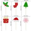 Gyufise 24Pcs Christmas Cupcake Toppers Xmas Santa Claus Tree Sock Hat Snowflake Cupcake Picks for Winter Merry Xmas Theme New Year Holiday Baby Shower Christmas Party Supplies view 2