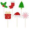 Gyufise 24Pcs Christmas Cupcake Toppers Xmas Santa Claus Tree Sock Hat Snowflake Cupcake Picks for Winter Merry Xmas Theme New Year Holiday Baby Shower Christmas Party Supplies view 3