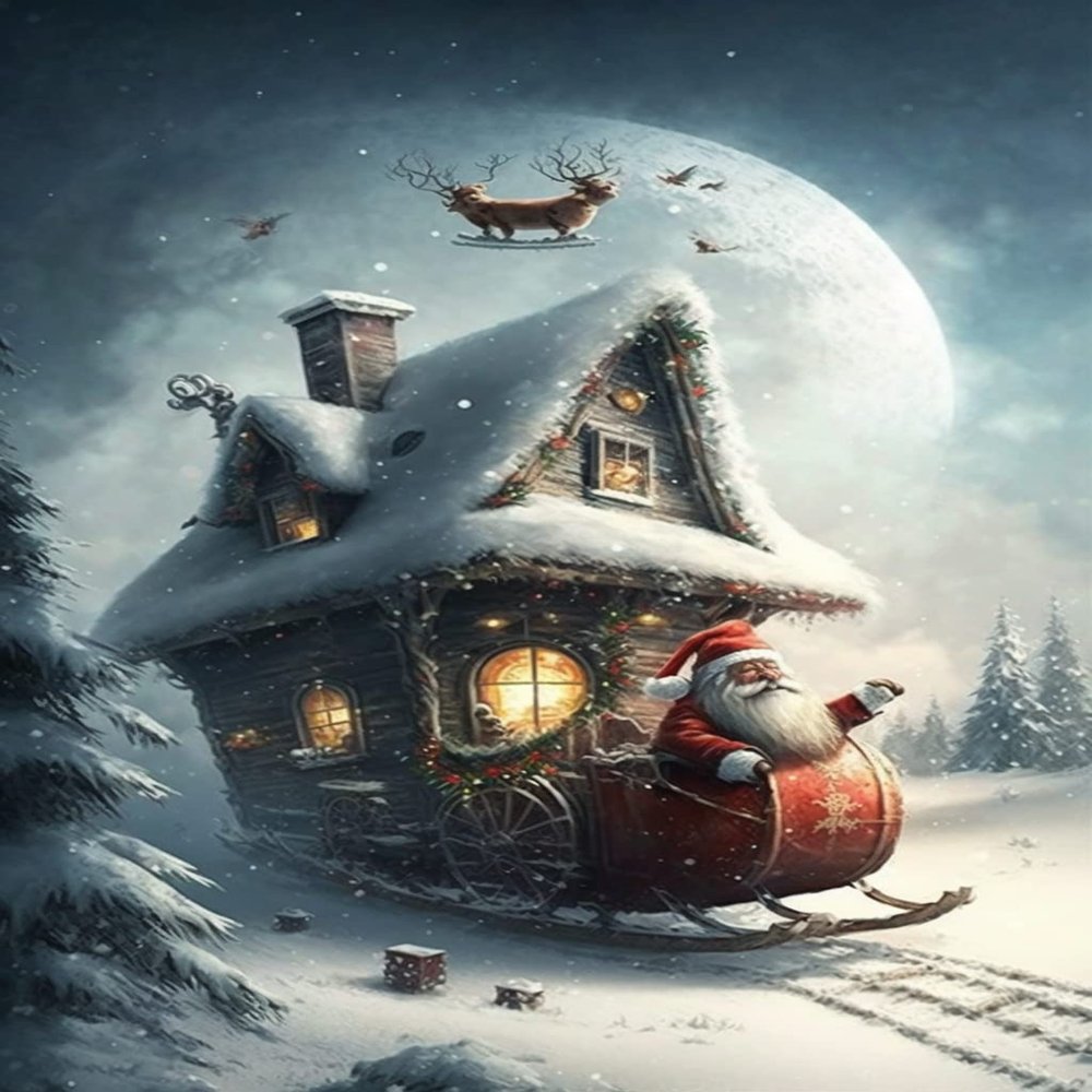 1000 Adult Puzzle Classic Puzzle Wooden Puzzle Christmas Santa Claus Snow House Modern Home Decoration Unique Gift Intelligence Game 75x50 cm