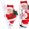 Electric Santa Climbing Ladder to Christmas Tree, Creative Santa Claus on Ladder/Rope with Music for Christmas Decorations Xmas Gift (White Ladder) view 1