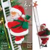 Electric Santa Climbing Ladder to Christmas Tree, Creative Santa Claus on Ladder/Rope with Music for Christmas Decorations Xmas Gift (White Ladder) view 2