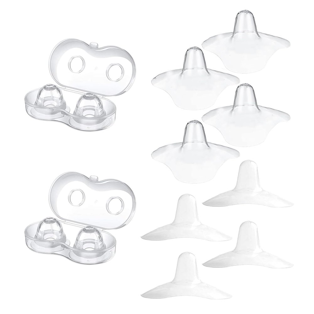 12 Pieces Nipple Cover for Nursing Newborn, Silicone Inverted Nipple Corrector,with Clear Carrying Case Silicone Nipple Extender for Breastfeeding, Flat or Inverted Nipples