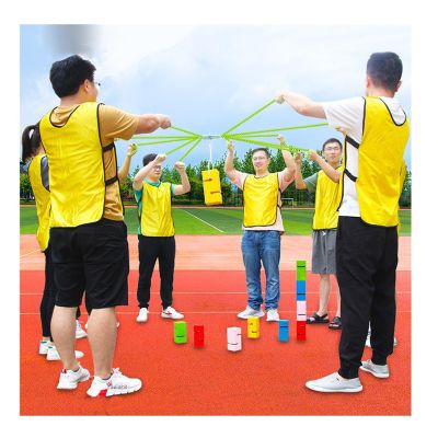 Outdoor Activities Field Day Games Set, Outdoor Lawn/Beach Teamwork Games for Adults ChildrenABS Block Stacking Game (Color : Red, Size : 8PCS)