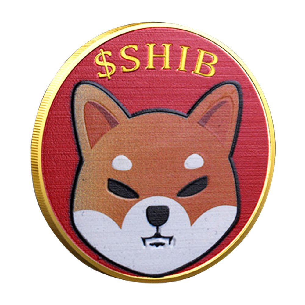 1Pcs Shiba Inu Coin, Shiba Commemorative Coin 24K Red and Gold Plated, 3mm SHIB Cryptocurrency, Collectible Coin with Protective Case, Blockchain Cryptocurrency, Home and Office Decoration