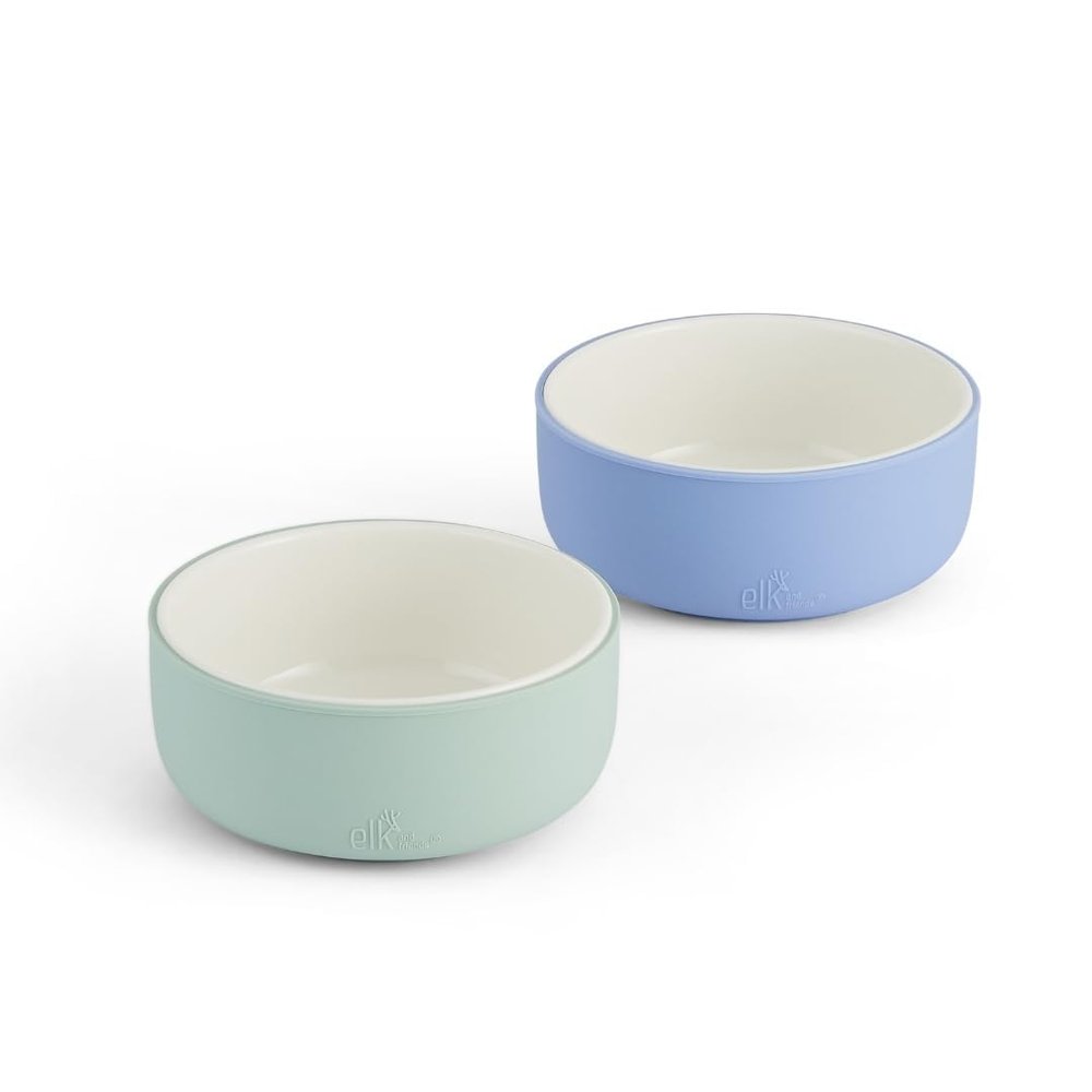 Elk and Friends Kids Porcelain Bowls with Silicone Sleeve | Kids/Toddler/Baby Feeding | Microwave & Dishwasher Safe | Non slip | Cereal/Soup/Snack Dishes & Dinnerware