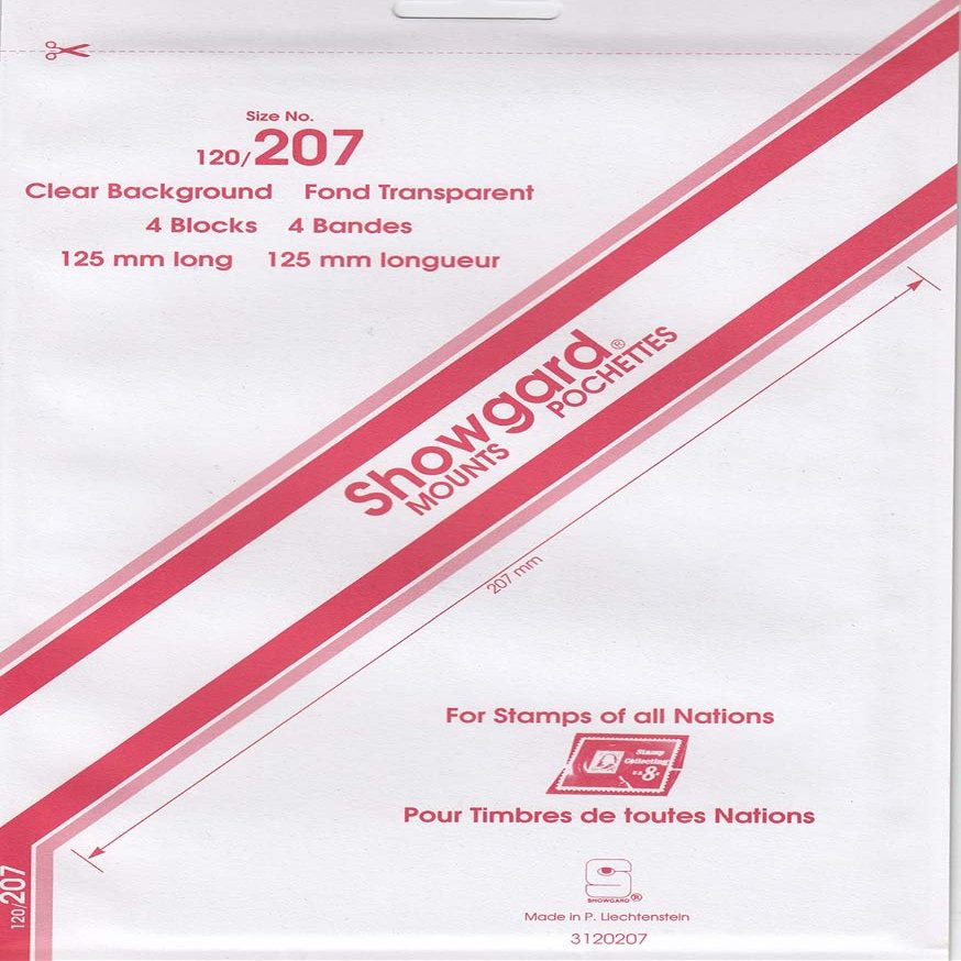 Showgard Strip Style Stamp Mounts Size 120/207 Clear