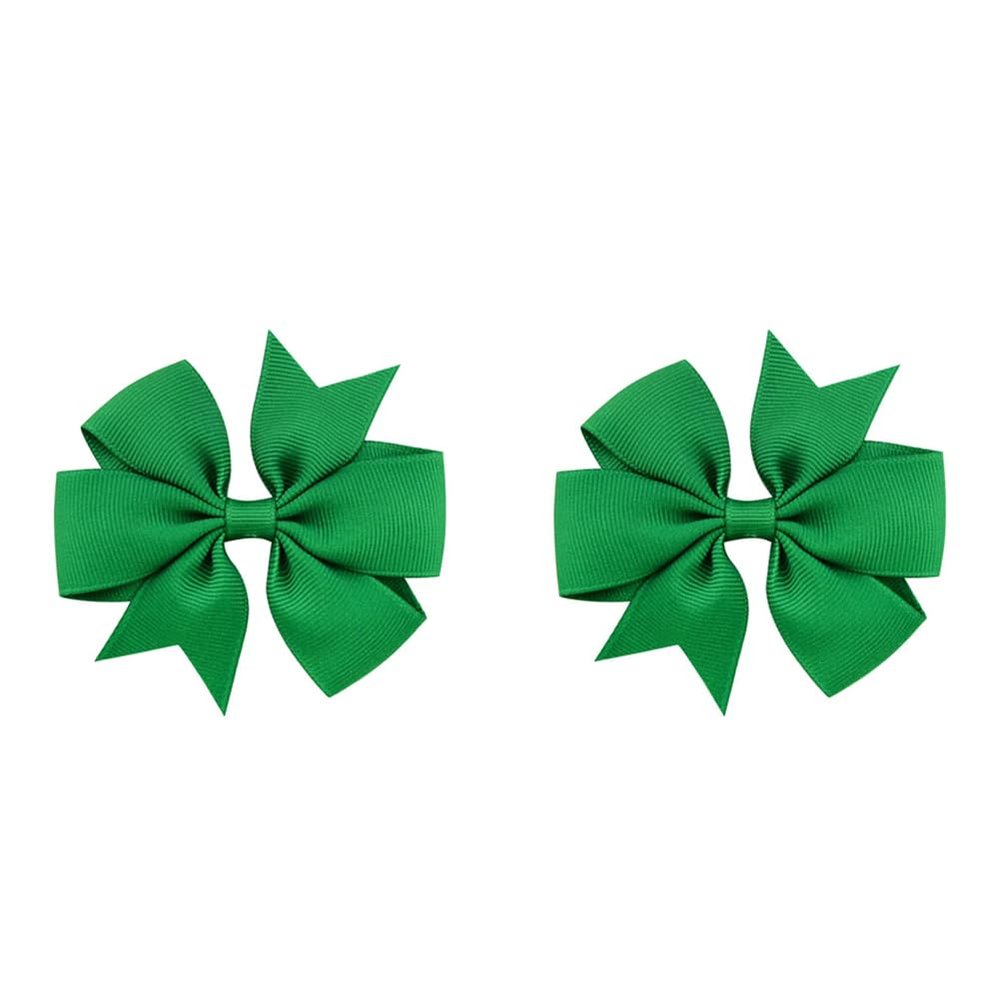 3 Inches Boutique Grosgrain Ribbon Pinwheel Hair Bows for Baby Girls, Toddler Bows Hair Clip Birthday Gifts In Pair (green)