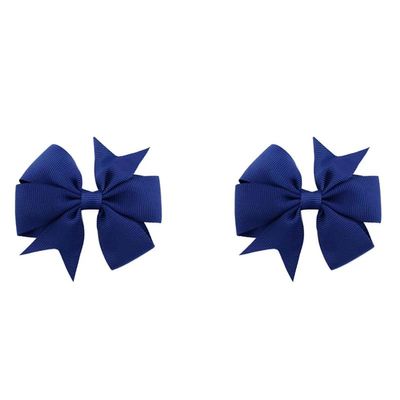 3 Inches Boutique Grosgrain Ribbon Pinwheel Hair Bows for Baby Girls, Toddler Bows Hair Clip Birthday Gifts In Pair (blue)