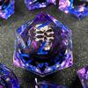 HAOMEJA Skull D&D Monster Resin Dice Set DND Skeleton 7 PCS Sharp Edges Dice with Gift Dragon Eye Bag Apply to Dungeons and Dragons Role Playing Game Gift (Skull B & Purple) view 1