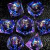 HAOMEJA Skull D&D Monster Resin Dice Set DND Skeleton 7 PCS Sharp Edges Dice with Gift Dragon Eye Bag Apply to Dungeons and Dragons Role Playing Game Gift (Skull B & Purple) view 2