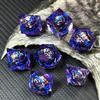 HAOMEJA Skull D&D Monster Resin Dice Set DND Skeleton 7 PCS Sharp Edges Dice with Gift Dragon Eye Bag Apply to Dungeons and Dragons Role Playing Game Gift (Skull B & Purple) view 3