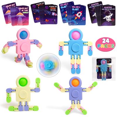 24 Packs Valentines Cards for Kids Classroom with Fidget Sensory Spinners Toy,Valentines Day Gifts for Kids School Valentine Class Exchange Gifts