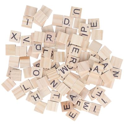 100PCS Wood Letter Tiles Wooden Alphabet Tiles A Z Capital Letters for Crafts, Pendants, Spelling