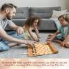 DN DECONATION Portable Travel Chess Set, Small Roll Up Chess Board with Resin Pieces, Traveling Chess Sets for Adults, Kids, Luxury Foldable Pocket Compact Game for Camping, Outdoor-Brown Leather Mat view 2