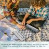 DN DECONATION Portable Travel Chess Set, Small Roll Up Chess Board with Resin Pieces, Traveling Chess Sets for Adults, Kids, Luxury Foldable Pocket Compact Game for Camping, Outdoor -Blue Leather Mat view 2
