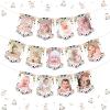 Cow 12 Month Photo Banner Farm Cow photo banner for Newborn to 12 Months Birthday Party Farm Animals First Birthday Decoration Cow Party Cowboy Cowgirl First Bday Supplies for Girl view 1
