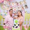 Cow 12 Month Photo Banner Farm Cow photo banner for Newborn to 12 Months Birthday Party Farm Animals First Birthday Decoration Cow Party Cowboy Cowgirl First Bday Supplies for Girl view 4