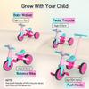 Bautia Kids Tricycle with Push Handle for Toddlers 1-4 Years Old Boys Girls Gift, 5 in 1 Baby Balance Bike for Toddlers 1-3 with Removable Pedals (No Parent Steering Version) view 3