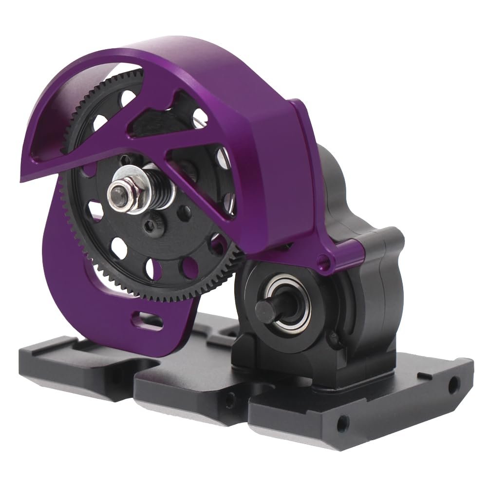 AMK 1/10 Transmission Aluminum SCX10 II Gearbox with Skid Plate for 1/10 RC Crawler Axial AX10 SMT10 Vanquish VS4-10 SCX10 II Upgrades Accessories (Purple)
