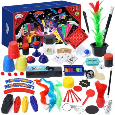 Skirfy Magic Starter Kit - 100+ Tricks for Kids Age 6-10, Includes Dice Magic Trick, Magic Wand