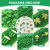 Becfupo 196Pcs St. Patrick's Day Accessories: 100 Pcs Metallic Green Beaded Necklaces & 96 Pcs Temporary Tattoo Stickers - Irish Party Favors view 2