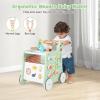 GLACER 6-in-1 Wooden Play Kitchen, Multipurpose Activity Center w/Play Kitchen, Shape Matching & Movable Slider, Pretend Kitchen, Teaching Clock, Ergonomic Baby Push Walker w/Wheels for 12 Months+ view 2