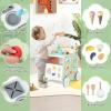 GLACER 6-in-1 Wooden Play Kitchen, Multipurpose Activity Center w/Play Kitchen, Shape Matching & Movable Slider, Pretend Kitchen, Teaching Clock, Ergonomic Baby Push Walker w/Wheels for 12 Months+ view 3