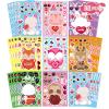 32 Sheets Valentine Stickers for Kids, Valentine's Day Make a Face Stickers, Make Your Own Stickers 8 Designs of Animal Owl Rabbit Bear Stickers for Boys Girls view 1
