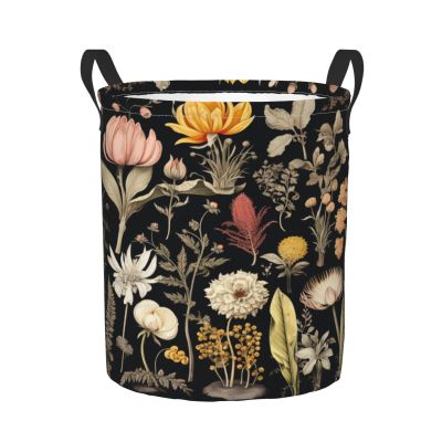 Foruidea Vintage Garden Plants Herbs Flowers Laundry Basket,Laundry Hamper,Collapsible Storage Bin, Oxford Fabric Clothes Baskets,Nursery Hamper For Home,Office,Dorm,Gift Basket