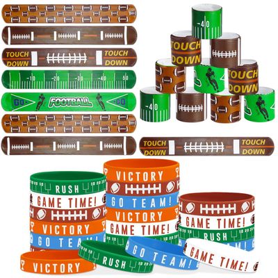 PIXHOTUL 40 Pieces Football Party Favors, Silicone Wristbands and Rubber Bracelets for Game Day, Teens Birthday, Theme Party, Team Awards Presents