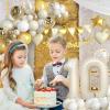 10th Birthday Decorations Sand White Gold,10th Balloon Arch Garland Kit With Number 10 Foil Balloons,Happy Birthday Banner for Girl Boy 10 Party Decoration view 3
