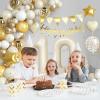 10th Birthday Decorations Sand White Gold,10th Balloon Arch Garland Kit With Number 10 Foil Balloons,Happy Birthday Banner for Girl Boy 10 Party Decoration view 4