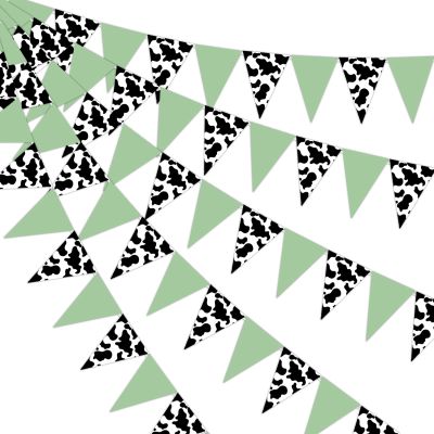 Kreatwow Western Cowboy Party Banner Western Cowboy Party Decorations Sage Green Cow Bandana Pennant Banner Bunting Banner Wild West Theme Baby Shower Party Supplies Farm Animal Theme Cow Garland